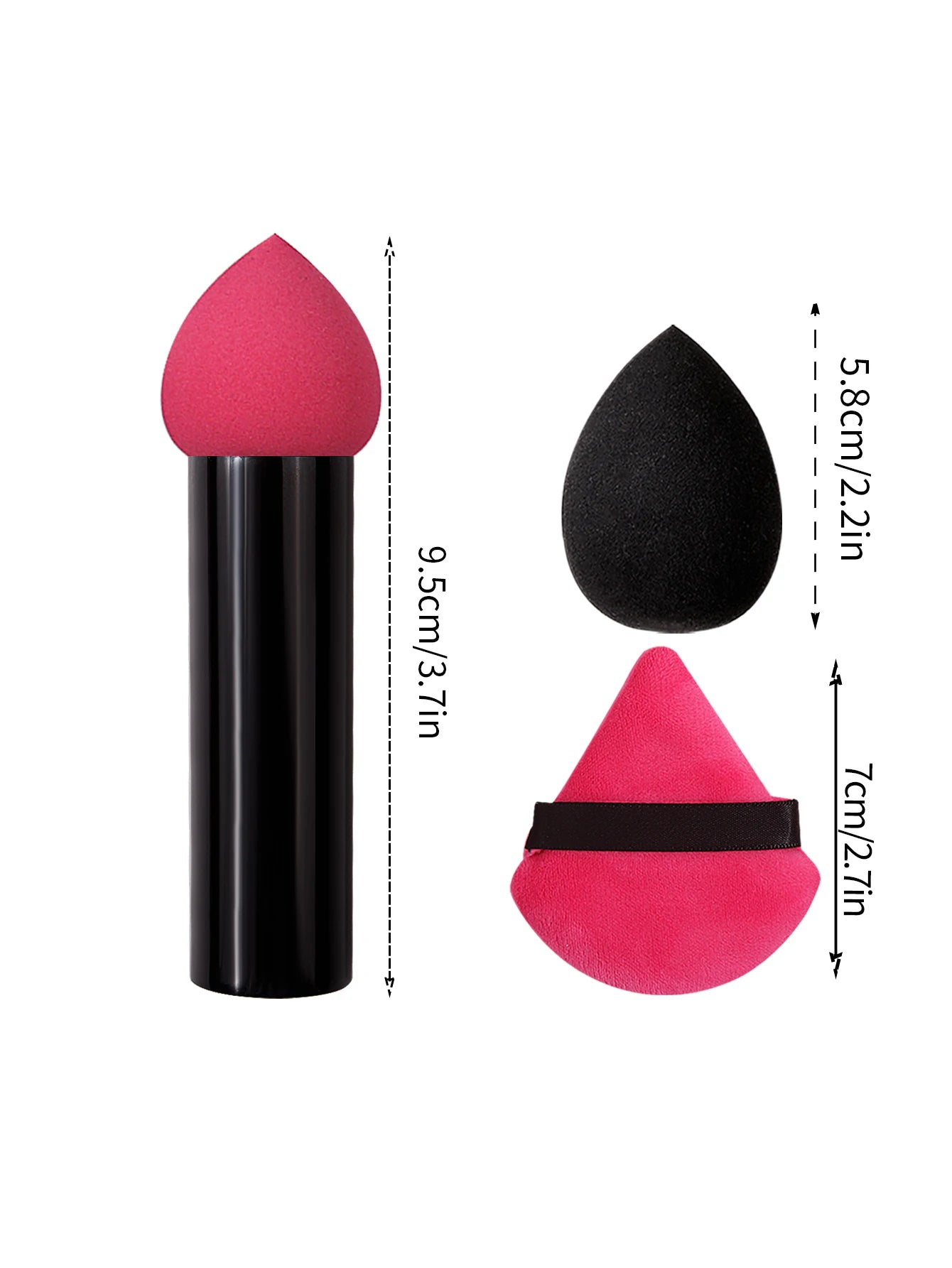 3PCS sponge head makeup brush, concealer brush, smudge brush, soft makeup sponge, egg triangle powder puff, beauty tools