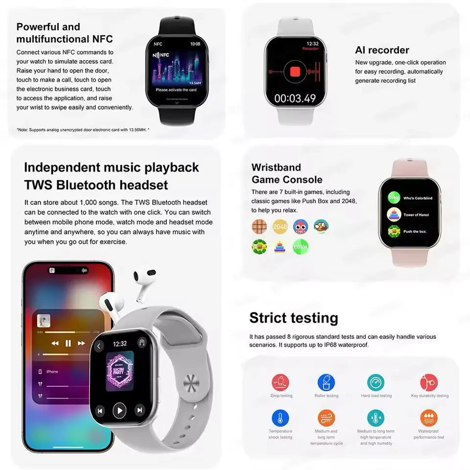 New For Apple GPS Watch 10 Smart Watch Men HD AMOLED Memory Music 3D Surround Bluetooth Call Waterproof Smartwatch IW10 Woman