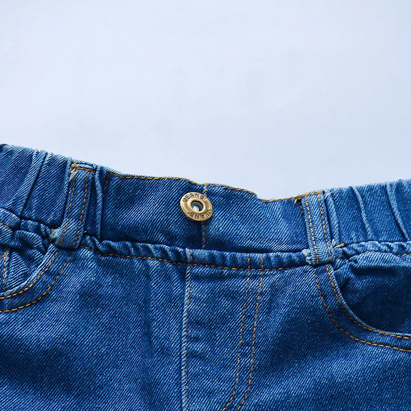 Children's Jeans Children's Clothing Autumn New Style Girls' Versatile Straight Tube Hole Casual Korean Style Boys' Pants