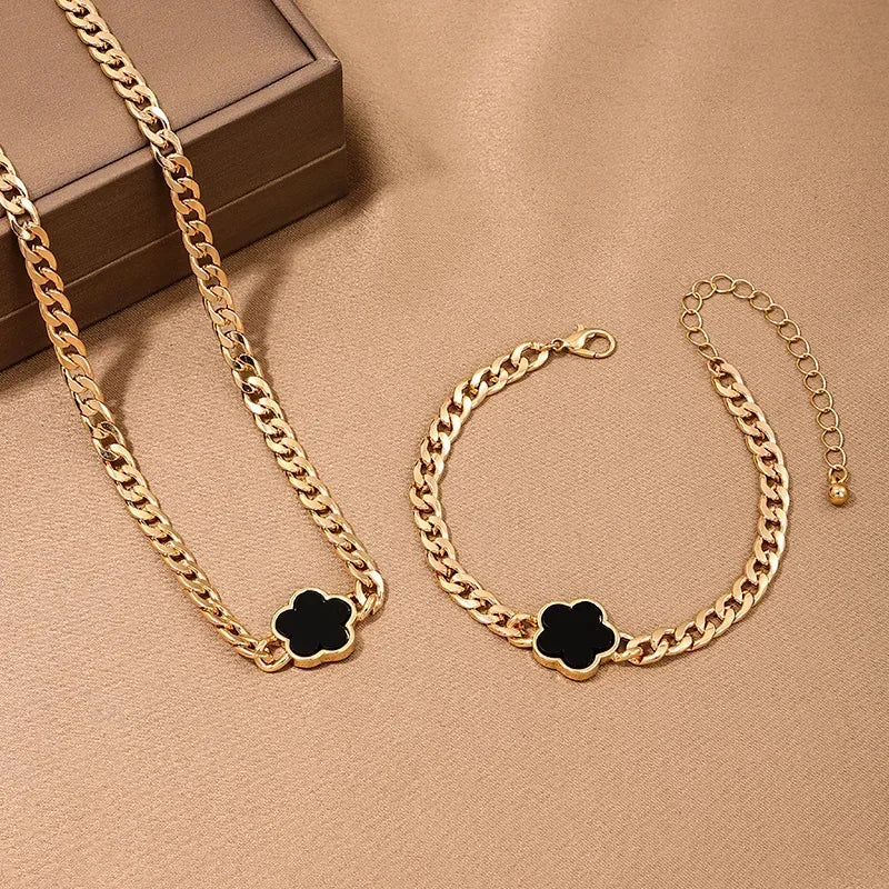 Europe and America  Accessory Water Drop Necklace Four-Piece Set Fashion Bracelets Rings Earrings Necklace Paty Jewerly Set Gift