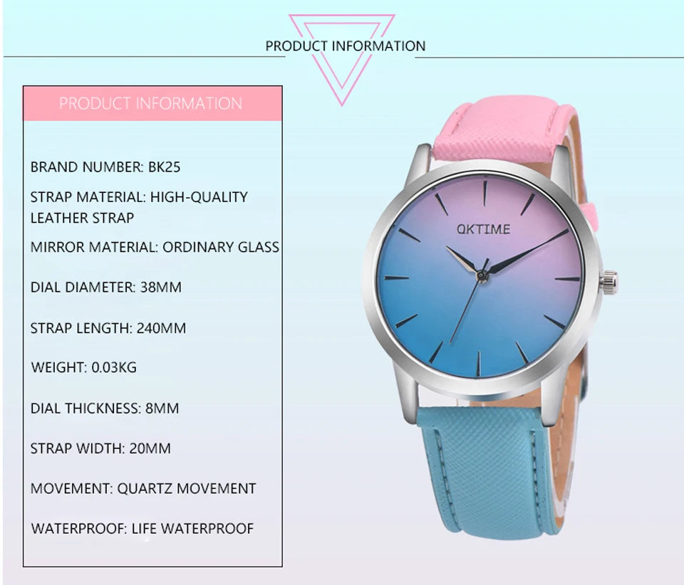 BK25 Fashionable Men watch color dual splicing Women watch waterproof simple quartz watch couple watch  gift watches for man