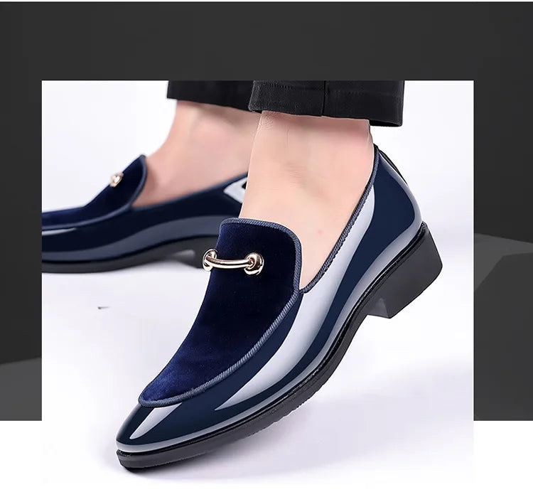 Italian Men's Dress Shoes British Suede Patent Leather Casual Shoes Korean Trendy Loafers 2024 Male Wedding Party Shoes for Men