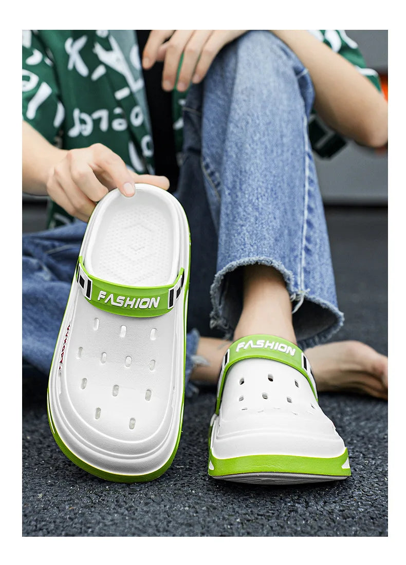 Summer Men Sandals Light EVA Men's Casual Shoes Platform Hole Shoes Clogs Men Home Garden Outdoor Male Beach Slippers Big Size