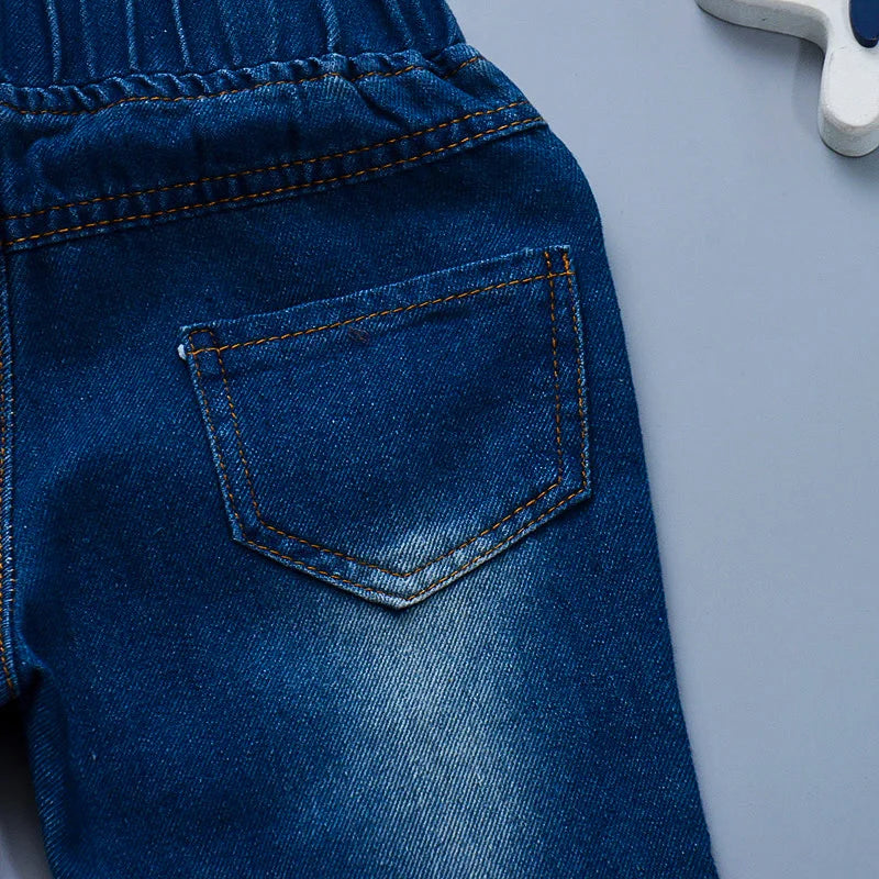 Children's Jeans Children's Clothing Autumn New Style Girls' Versatile Straight Tube Hole Casual Korean Style Boys' Pants