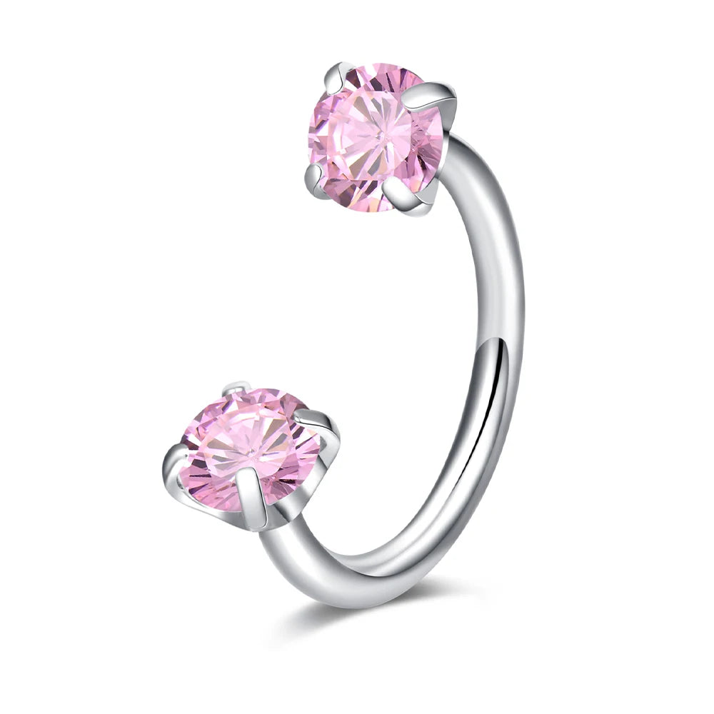 Horseshoe Nose Rings Heart Star Pink CZ Internal Threaded Horseshoe Septum Ring Cartilage Tragus Earrings Helix Piercing Jewelry