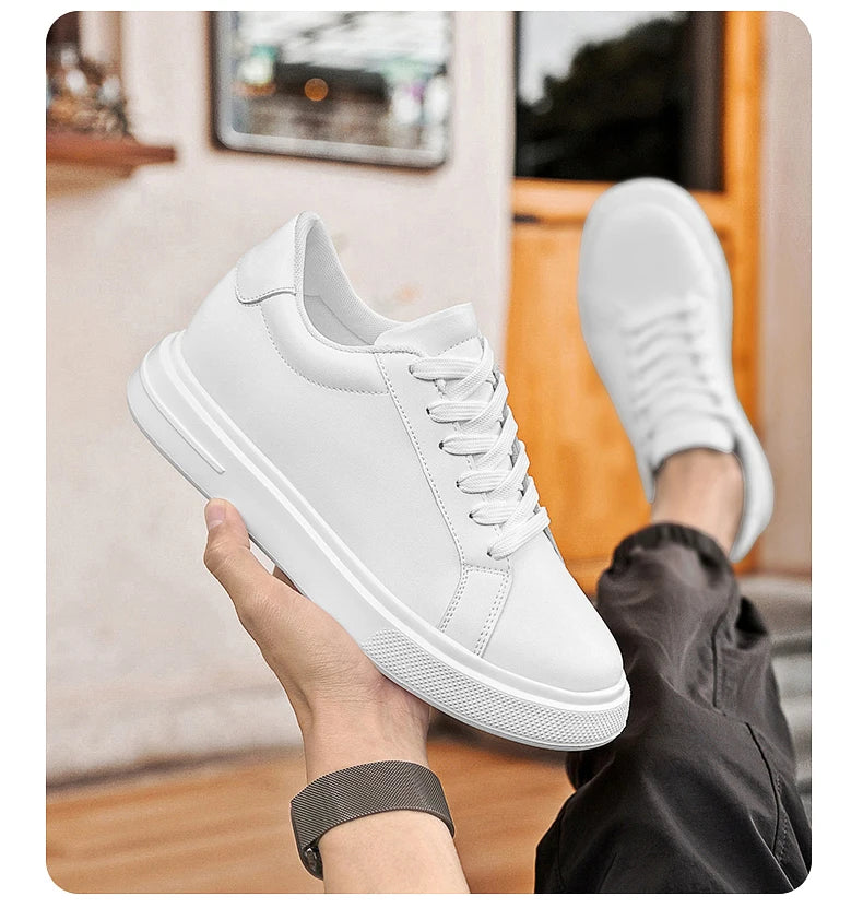 New  Men's Sneakers Elevator Shoes Heightening Height Increase Insole 6-10CM High Heels Shoes Leather Sport Shoes Men Shoes