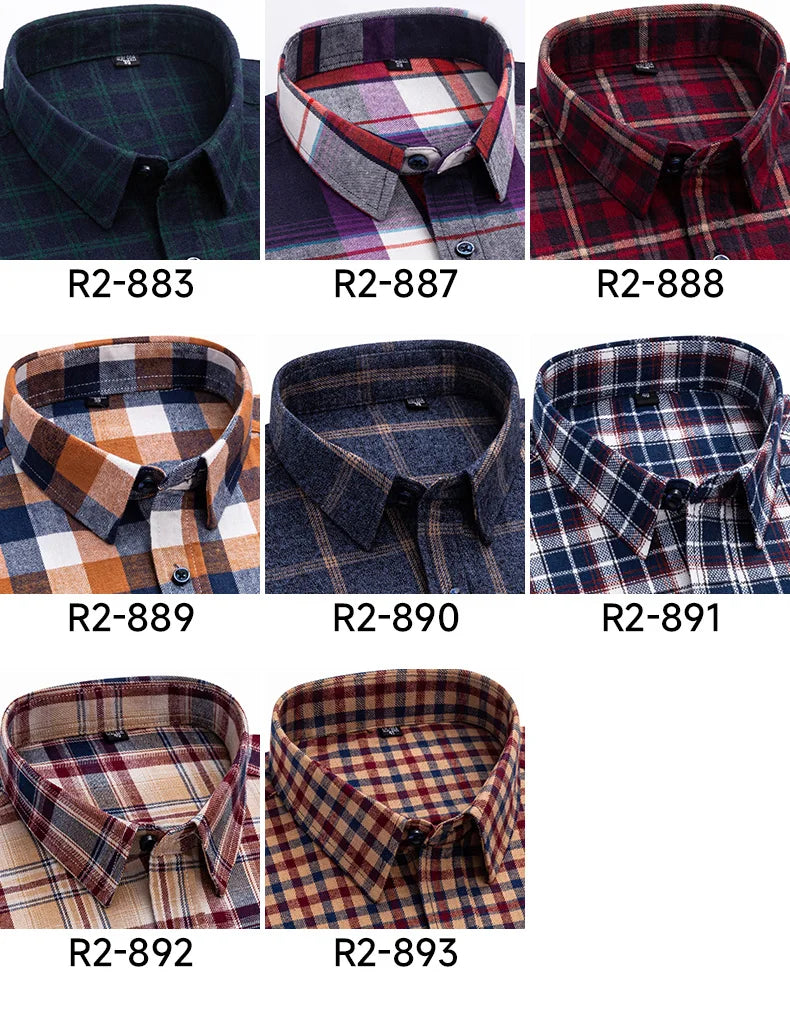 Pure Cotton Men's Plaid Shirts Long Sleeved Regular Fit Casual Office Fashion Shirts Leisure Autumn Male Check Blouses Plus Size