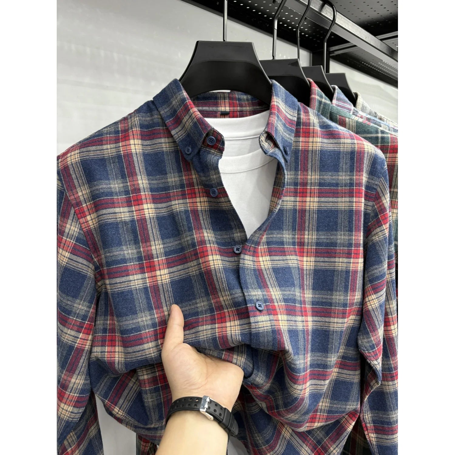 New 2025 Men's Long Sleeve Cotton Shirt Fleece Business Casual Easy Care Youth Outerwear Top Polyester Fiber Cool Sensation