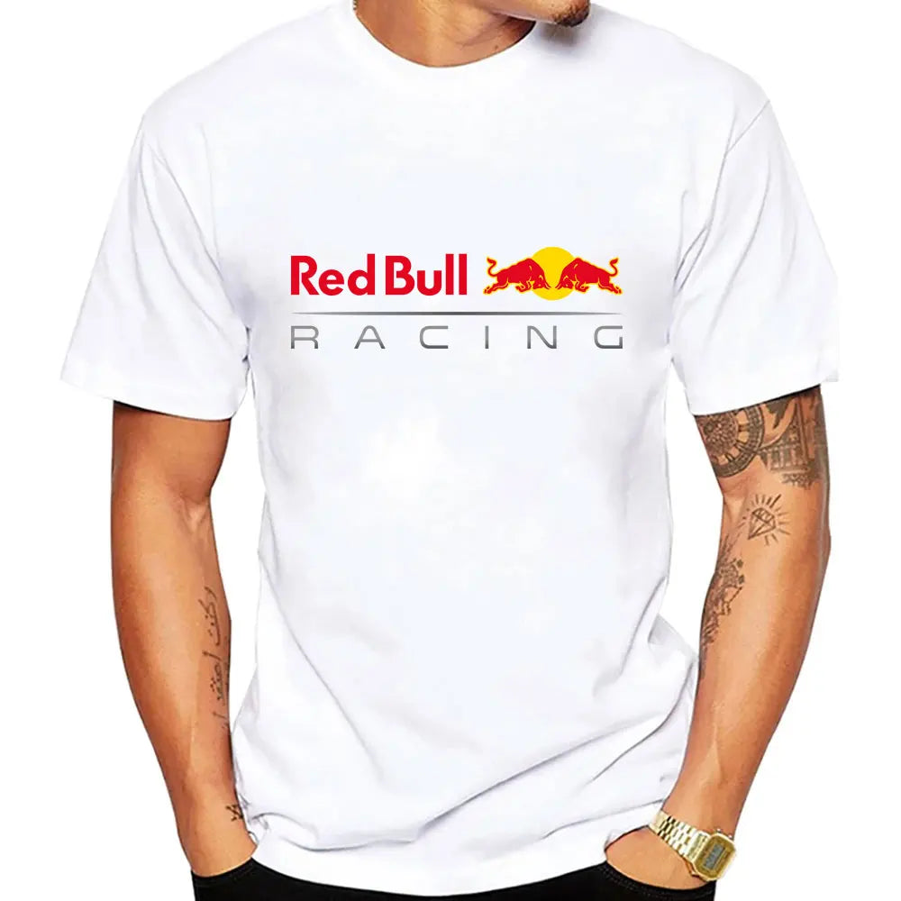 Red Bull Logo Racing Team Men Summer T-shirt Short Sleeve Women T Shirts 100% Cotton Fashion Couple Oversized Clothes Tees Tops