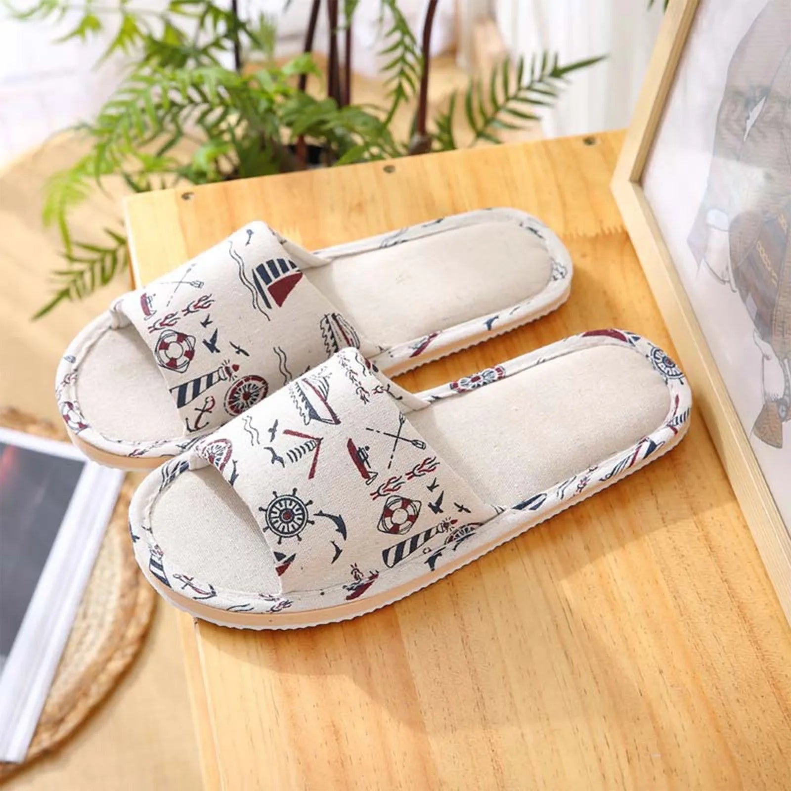 Fashion Slippers Casual Floral Women Home Indoor Comfortable Flat Shoes Bedroom Anti-slip Sandals Spring Autumn