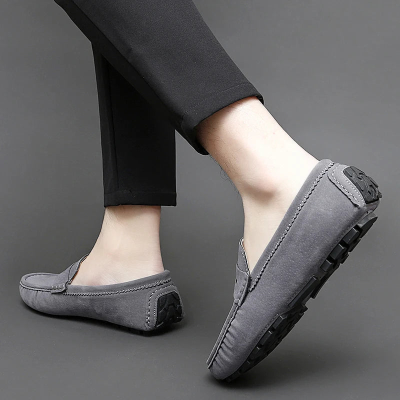 Suede Leather Mens Loafers New Fashion Walking Shoes New Comfy Man Drive Flats Classic Original Style Men Casual Shoes Moccasins