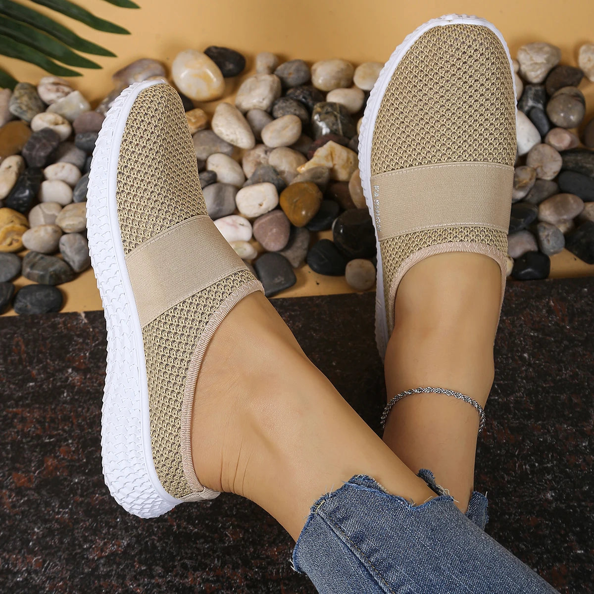 Women's shoes, women's casual shoes, summer mesh breathable thick-soled women's headband half support