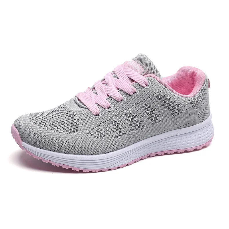 Women's Lace-up Casual Shoe Mesh Flat Shoes for Woman Summer Breathable White Sneakers Women's Vulcanized Sneakers Tenis Walking