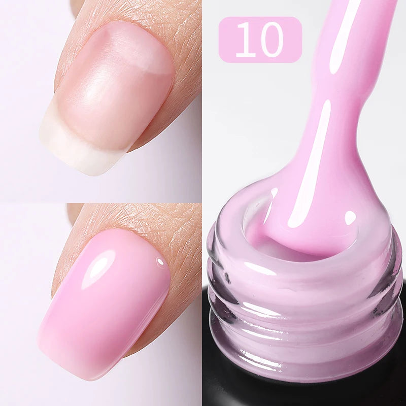 BORN PRETTY 15ml Milky Pink Rubber Base Gel Nail Polish Glitter Semi-Permanent Varnish Soak Off Self Leveling UV LED Polish