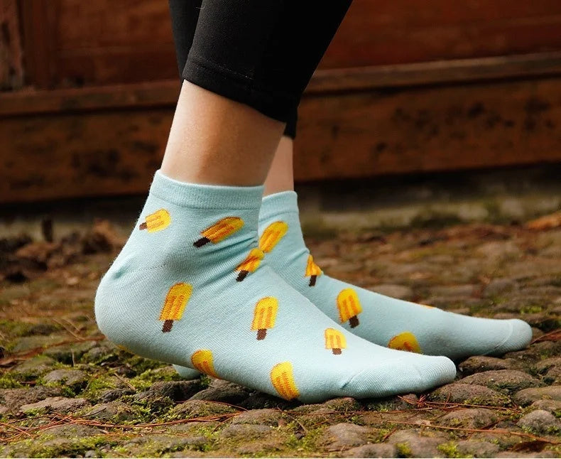 New Cute 11  fruit color love candy color cotton sock summer style women's socks women's thin sock slippers ws85 1pair=2pcs