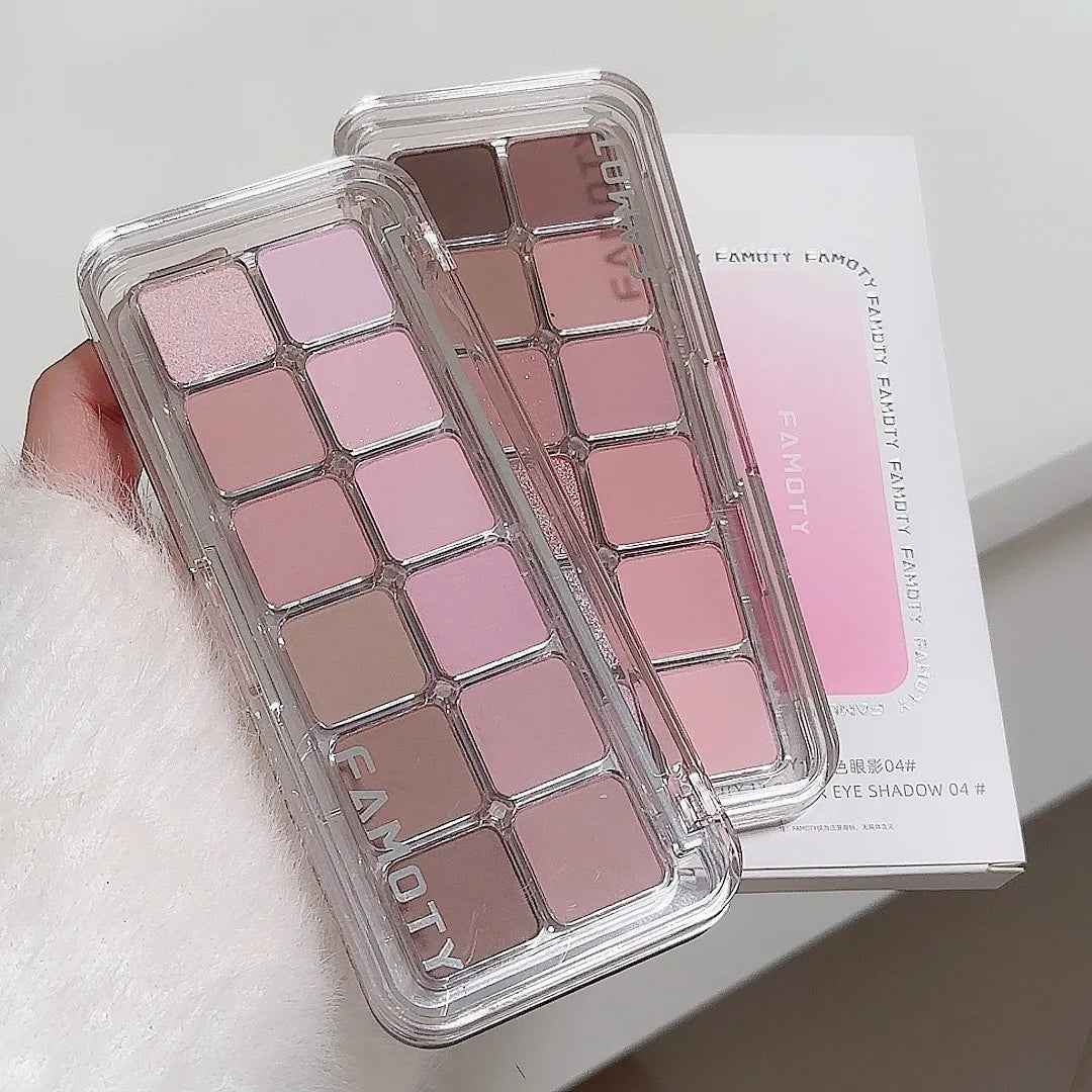 12-Color Low Saturation Eyeshadow Palette All Matte Tea Apricot Eye Makeup Palette Daily Earth Makeup Long Lasting Eye Shadows