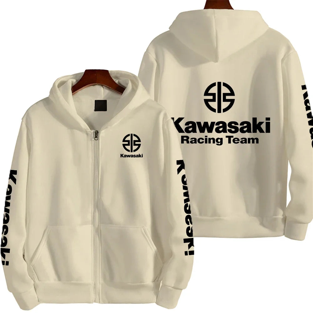 Kawasaki Logo Racing Motorcycle Team Men Zip Up Hoodie Spring Autumn Fashion Man Sweater 2025 New Sport Woman Jacket Coats