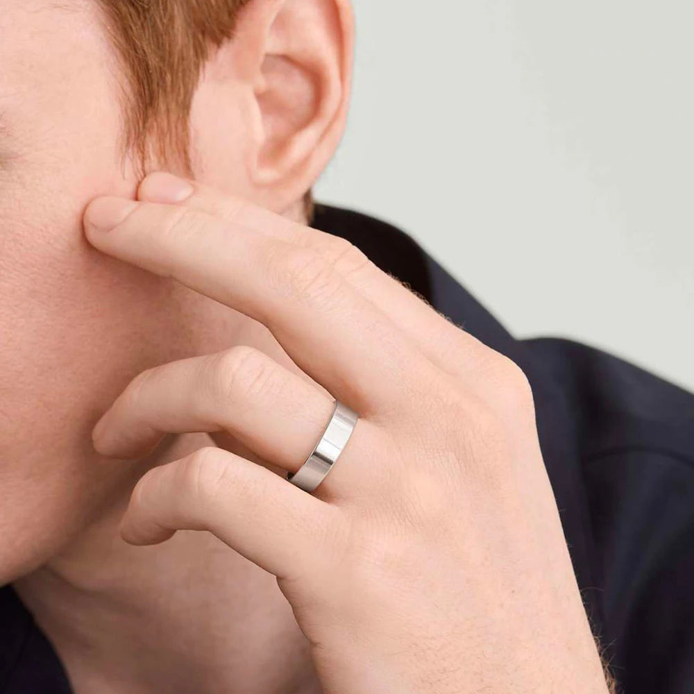 eManco Minimalist Style Smooth Band Rings Stainless Steel Gold-Plated Gender-Neutral Jewelry Fashion Men's Accessories Wholesale