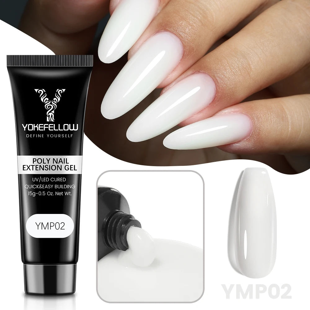 YOKEFELLOW 15g Jelly Extension Gel Nail Polish Nude Pink Clear Building Construct Extend Gel Soak Off UV LED Acrylic Gel Varnish