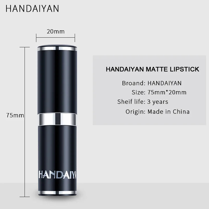 HANDAIYAN 12 Color Matte Lipstick Waterproof Moisturize Velvet Sexy Lip Gloss Popular Color Hot Selling Fashion Beauty Lipstick