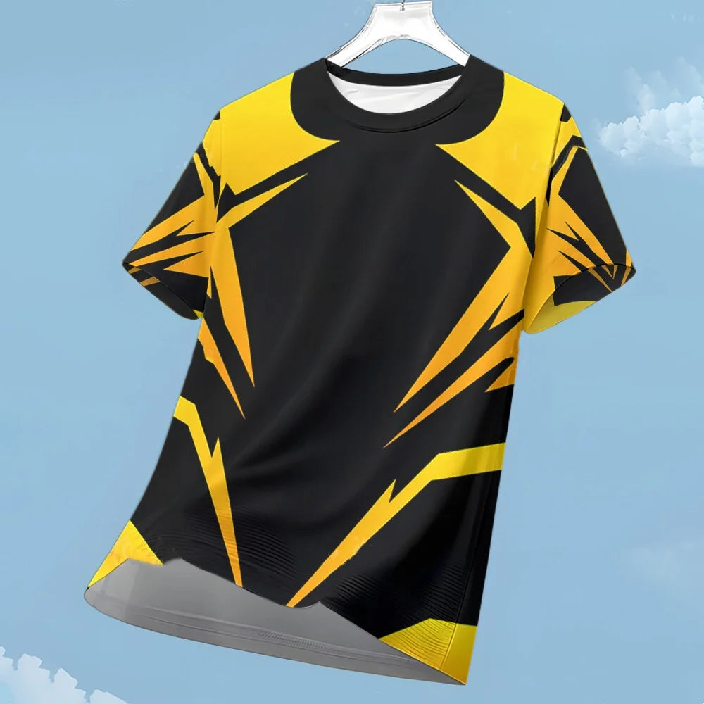 Men's T-shirt Fashion Color Block 3D Print Tee Outdoor Run Fitness Sports Short Sleeve Summer Casual O-neck Loose Breathable Top