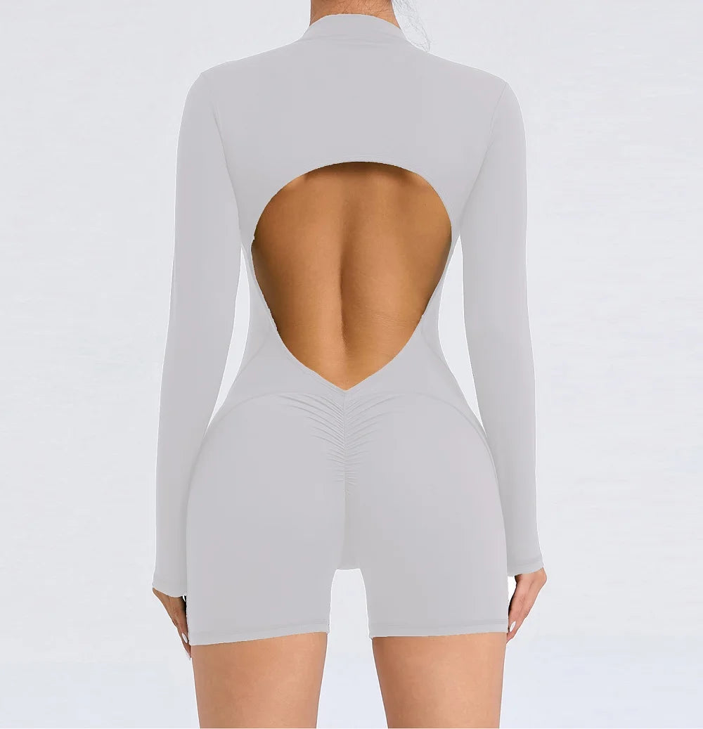 Cloud Rise Women Yoga Jumpsuit Long Sleeve Sports One Piece Suit Gym Pilates Fitness Bodysuit Rompers Workout Overall Sportswear