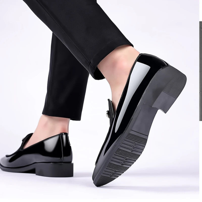 Italian Men's Dress Shoes British Suede Patent Leather Casual Shoes Korean Trendy Loafers 2024 Male Wedding Party Shoes for Men