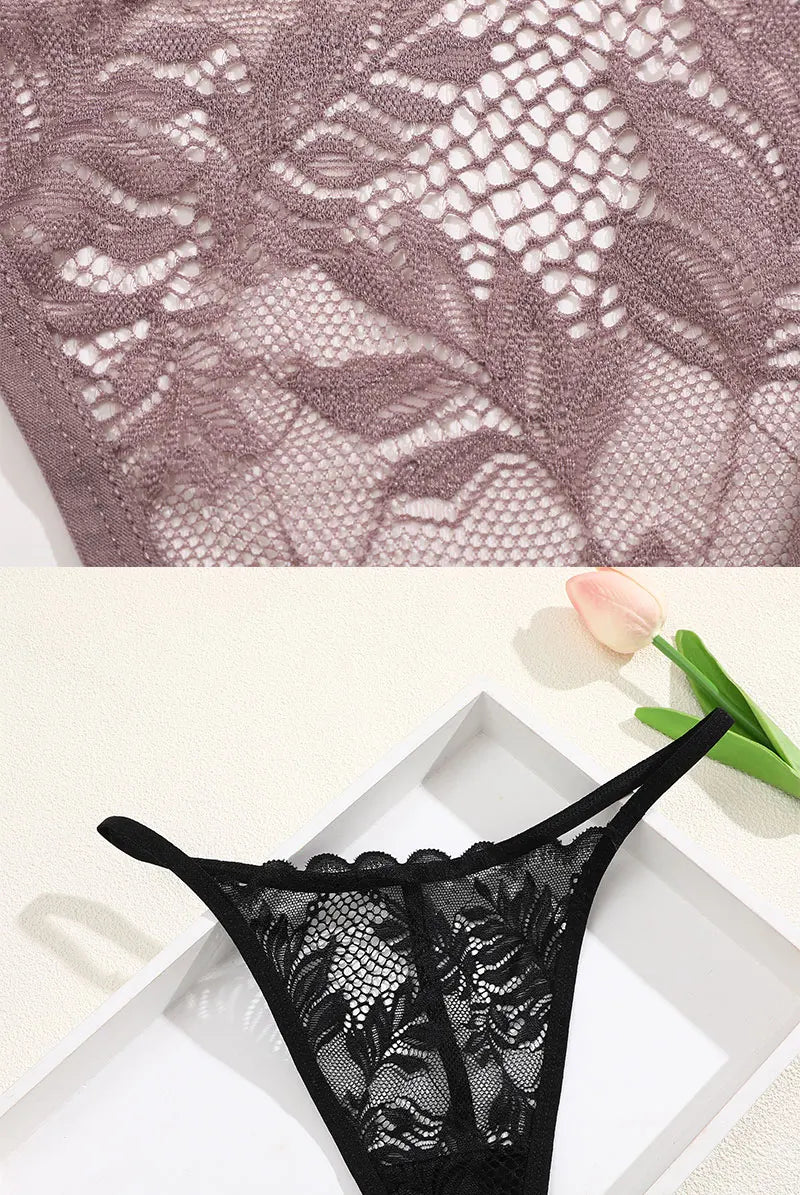 FINETOO 6PCS/Set Lace Thong Female Bikini Lady Intimates S-XL Women Seamless Panties Sexy Girl's Underwear Transparent Briefs