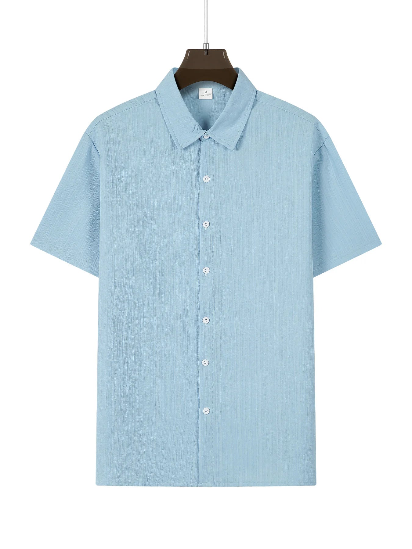 European and American men's shirt set solid color vertical strip lapel short-sleeved casual pants home daily beach set