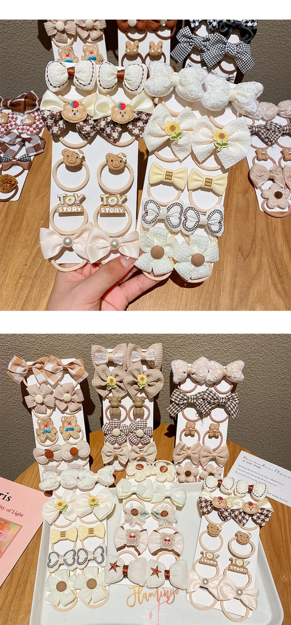 10Pcs/Set Girls Cartoon Hair Band Sweet Bow Hair Ties Elastic Rubber Band Princess Flower Scrunchies Kids Hair Accessories