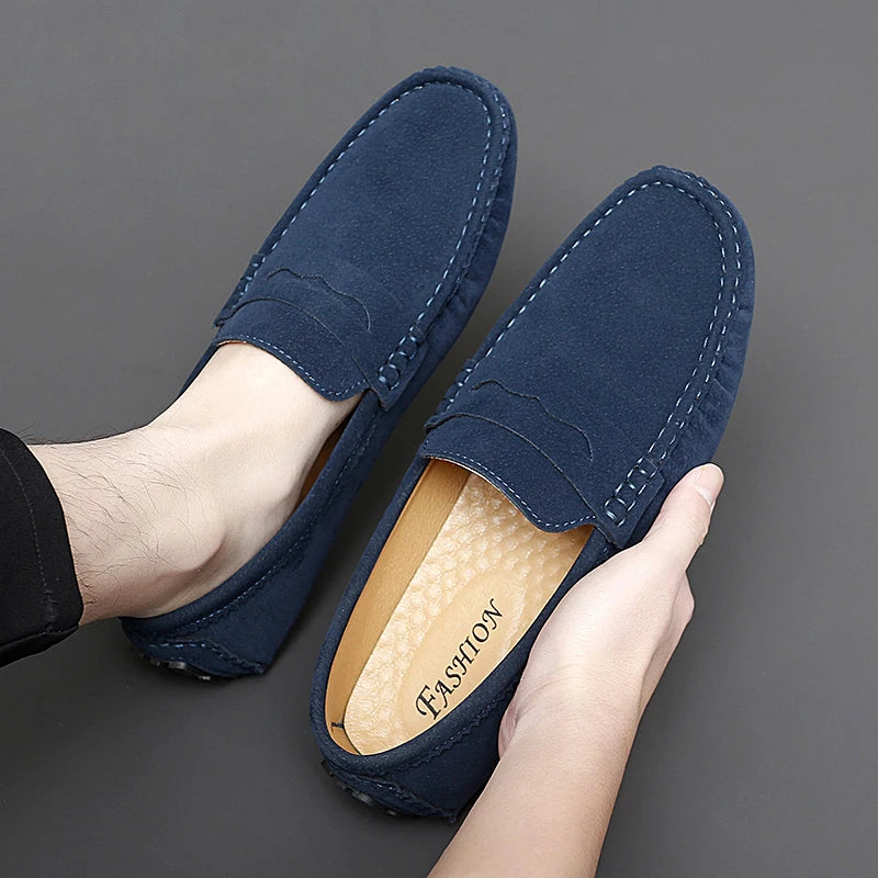 Suede Leather Mens Loafers New Fashion Walking Shoes New Comfy Man Drive Flats Classic Original Style Men Casual Shoes Moccasins