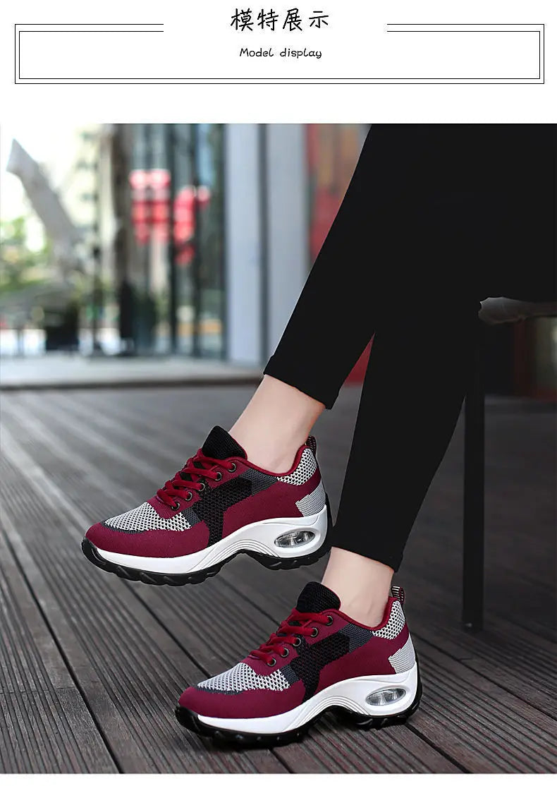Tenis Women Sneakers Air Cushion Walking Shoes Breathable Gym Jogging Shoes for Woman Lace Up Platform Sport Shoe Tenes Feminino