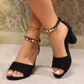 2025 Hot Sale Ladies Shoes Peep Toe Women's Sandals Fashion Metal Decoration Office and Career Summer Plus Size Heeled Sandals