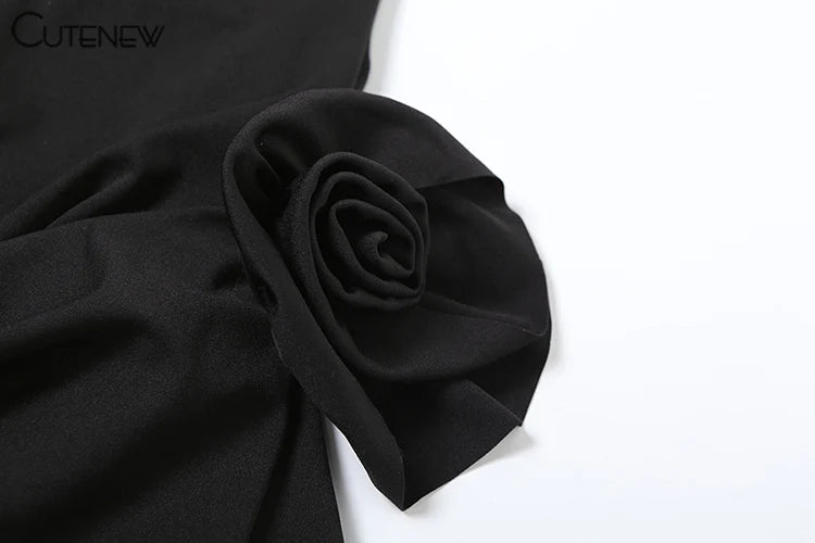 Nibber Floral Solid Mini Dress Women Basic Trend Birthday Party Chic Irregular Strapless Cross Sheath Vestidos Concise Clothing