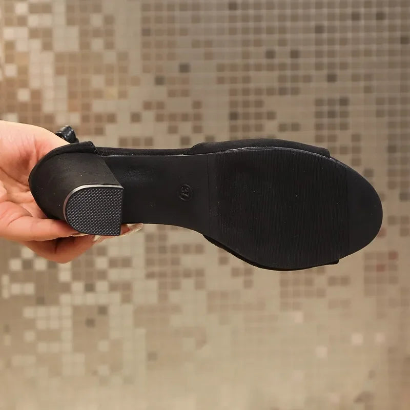 2025 Hot Sale Ladies Shoes Peep Toe Women's Sandals Fashion Metal Decoration Office and Career Summer Plus Size Heeled Sandals