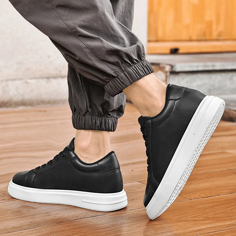 New  Men's Sneakers Elevator Shoes Heightening Height Increase Insole 6-10CM High Heels Shoes Leather Sport Shoes Men Shoes