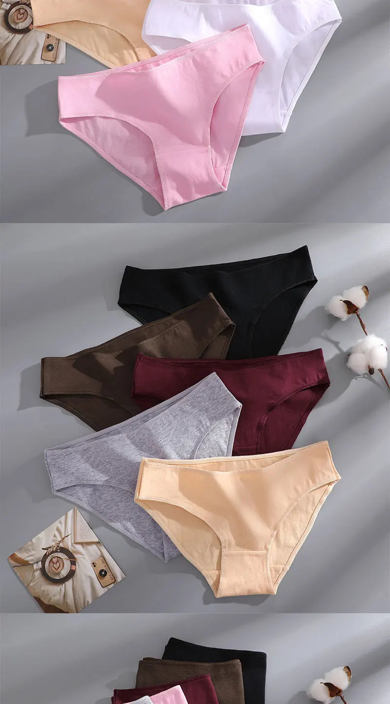 FINETOO 3PCS/Set S-XL Cotton Lingerie Panties Women Underwear Sexy Femme Underwear Women's Underpant Panty 8 Solid Color Briefs