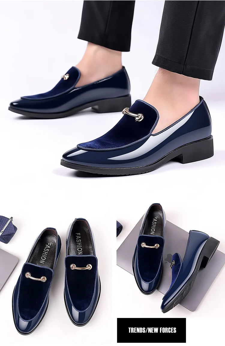 Italian Men's Dress Shoes British Suede Patent Leather Casual Shoes Korean Trendy Loafers 2024 Male Wedding Party Shoes for Men