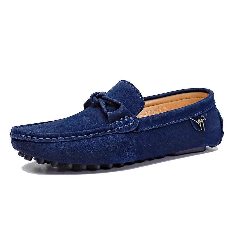 Suede Leather Men Loafers Handmade Slip-On Dress Shoes Comfortable Cushioned Insole Business Casual Shoes Man Driving Moccasins