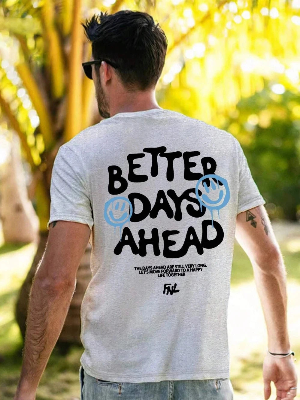 Better Days Ahead Letter Graphic Men Cotton T-Shirt O-Neck Casual Oversize T-Shirt Fashion Tee Clothes Summer Loose Tshirt