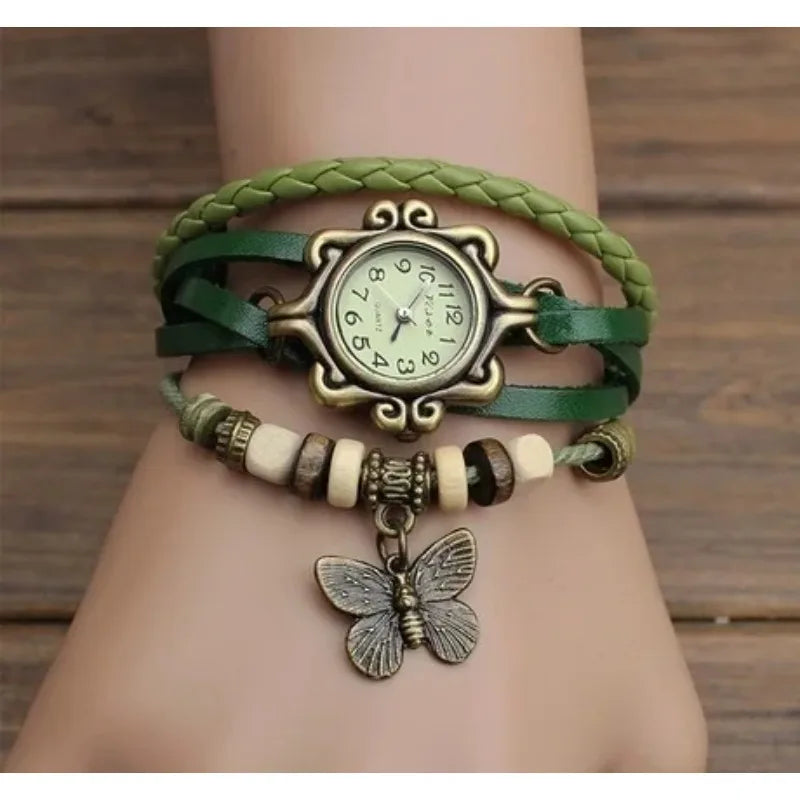 High Quality Women Genuine Leather Vintage Quartz Dress Watch Bracelet Wristwatches Watch Women Luxury Watch