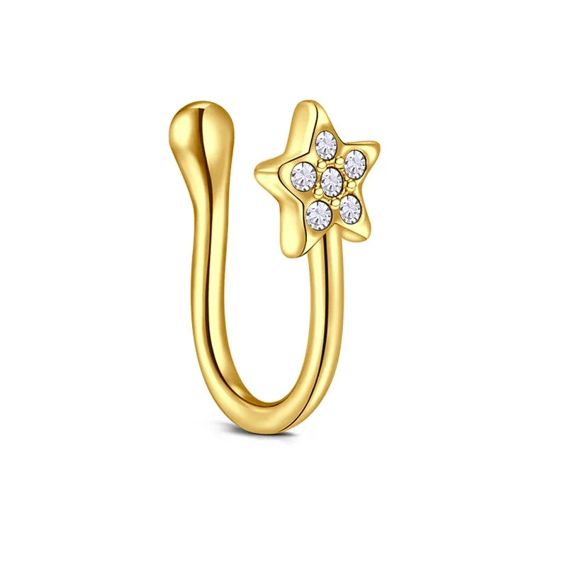 1Pcs Stainless Steel Nose Ring Hoop C Shape Septum Rings Non Piercing Ear Clip Earring Fake Nose RingsWomen Piercing Jewelry