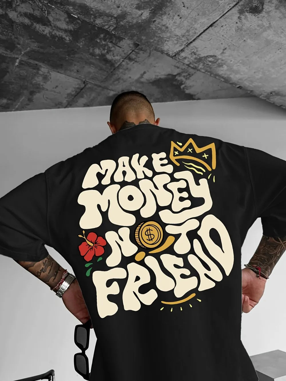 European and American Summer Men's Casual Fun Letter Printed Comfortable Breathable Round Neck T-shirt Outdoor High Street Top