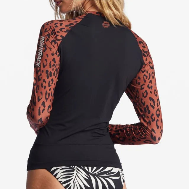 New Ladies Rashguard Long Sleeve Surfing Shirts Women's Lycra Fabric Surf Sexy Sweatshirt UV Protection RightTrack Swimwear