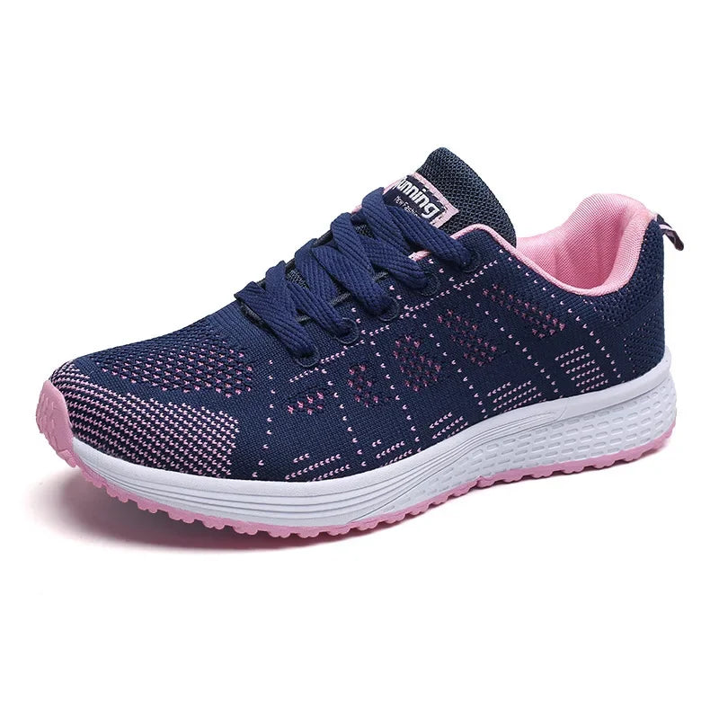 Women's Lace-up Casual Shoe Mesh Flat Shoes for Woman Summer Breathable White Sneakers Women's Vulcanized Sneakers Tenis Walking