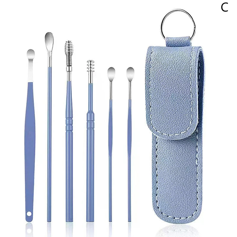 Beauty Accessory Set for Ear Hygiene 6 Pcs Ear Cleaner Kit with Earpick Sticks Earwax Remover Ear Pick Cleaning Spoon