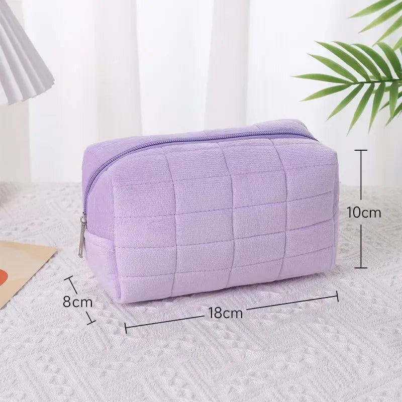 Cosmetic Bag Plush Pink Makeup Pouch Large Capacity Travel Toiletry BagOrganizer Makeup 2025 Storage Female Travel Wash Pouch