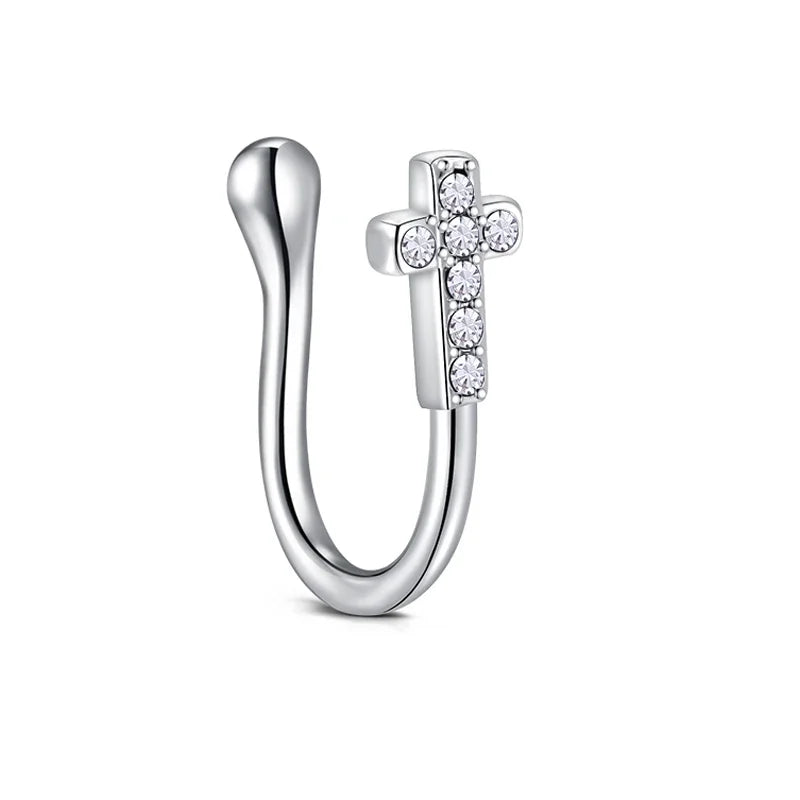 1Pcs Stainless Steel Nose Ring Hoop C Shape Septum Rings Non Piercing Ear Clip Earring Fake Nose RingsWomen Piercing Jewelry