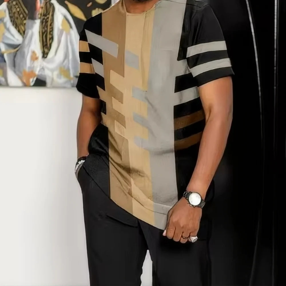 Summer fashion new sports suit men's T-shirt+pants 2-piece set men's oversized clothes Joogers Outfit 3D printed pants set