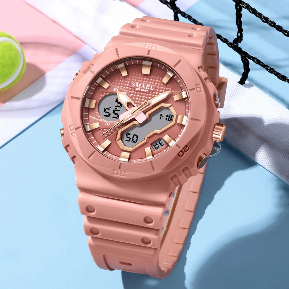 SMAEL Fashion Sport Watches for Unisex Top Brand Luxury Sports Chronograph Women Watch Waterproof Digital Quartz Wristwatch